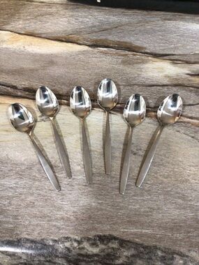 Vintage WMF Cromargan Action 5 O’clock Teaspoon Set of 6 Stainless Steel 5-1/8”
